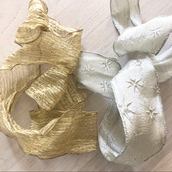 Bundle of Gold Lame Silver Netting & Wired Ribbon - Picture 5 of 16